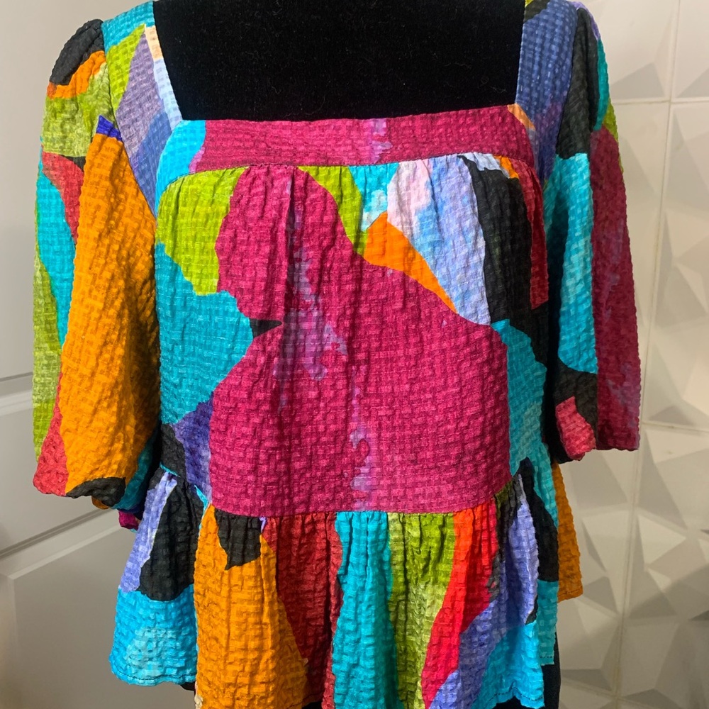 Marie Oliver Multicolor Patchwork Blouse - image 1